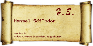 Hansel Sándor névjegykártya