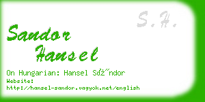 sandor hansel business card